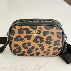 Coach Leopard Signature Jamie Camera Bag Crossbody Purse